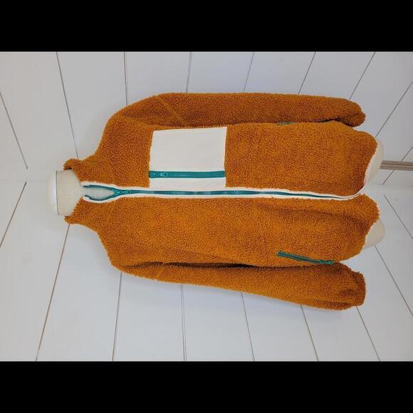 Universal Thread small burnt orange white & green sherpa jacket - Picture 3 of 6